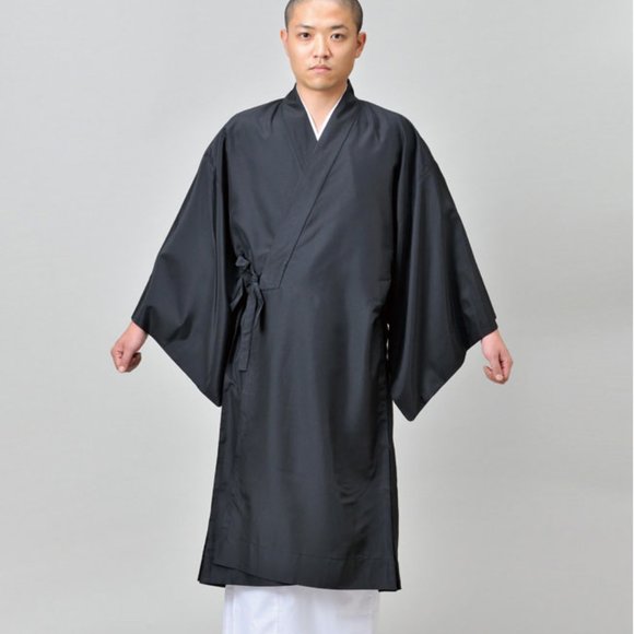 Japanese 🇯🇵 monk costume black kimono poly VTG - Picture 1 of 10